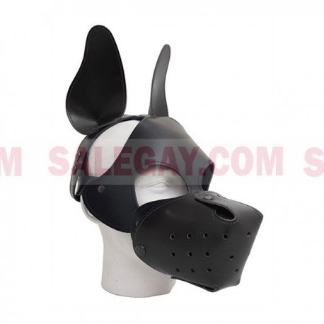 Leather Shaggy Dog Hood Black  
