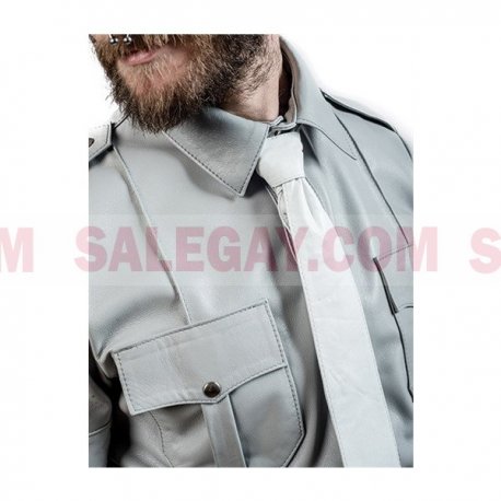 Leather Tie Stitched White